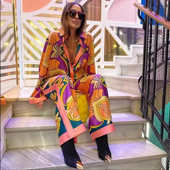 NWT Zara Pajama Style Printed Pants - Picture 7 of 14